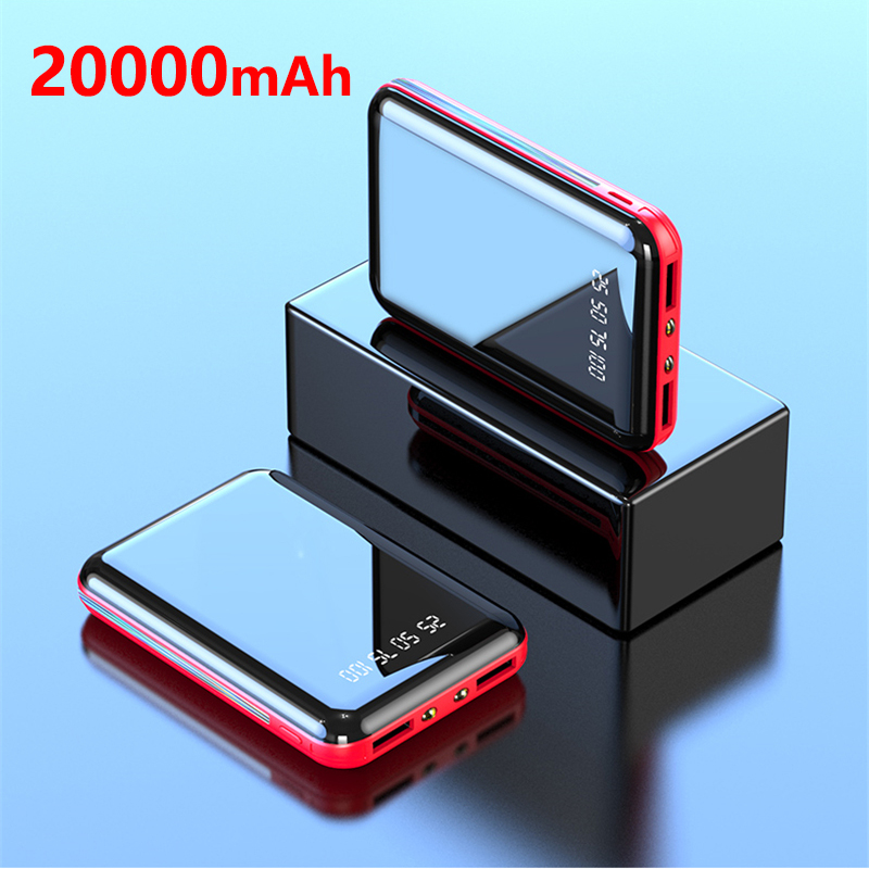 Premium Portable Charger Power Bank with Mirror Screen & LED Digital Display Compact External Battery