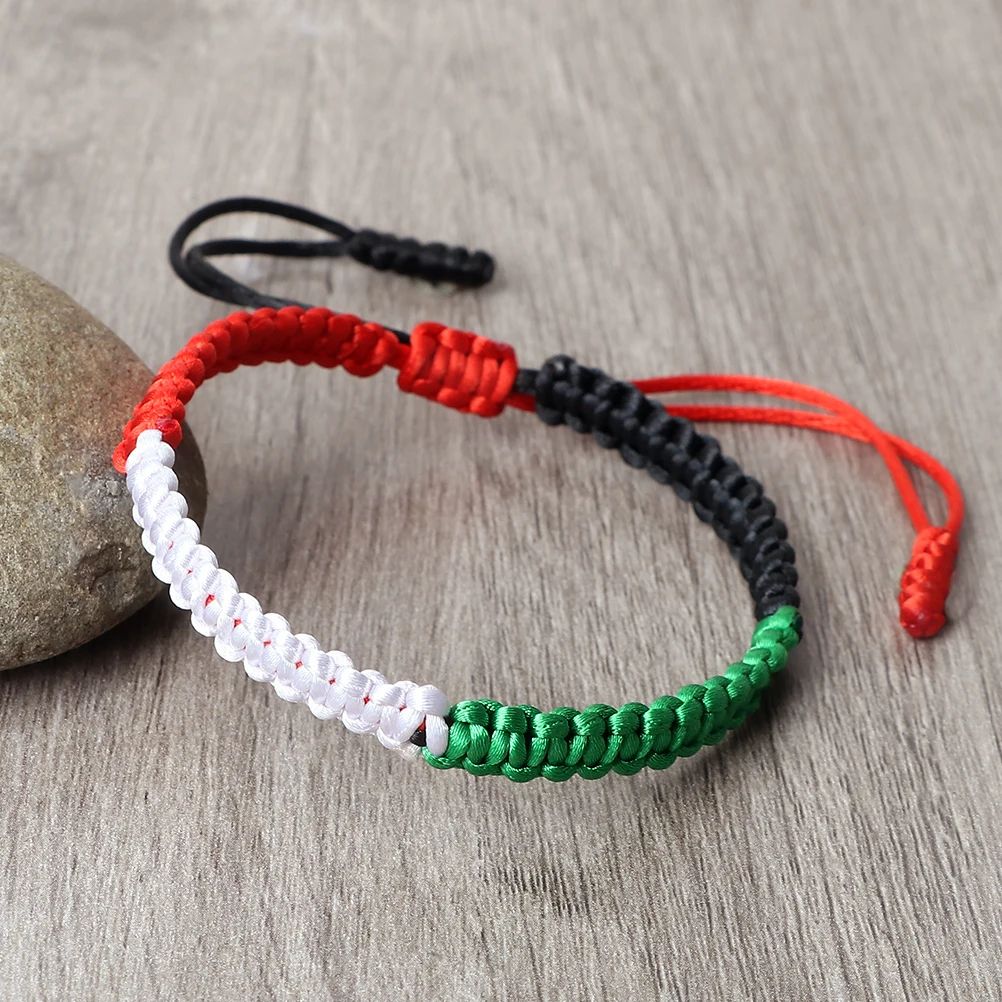Adjustable National Flag Braided Bracelet for Men & Women - Woven Rope Patriotic Wristband