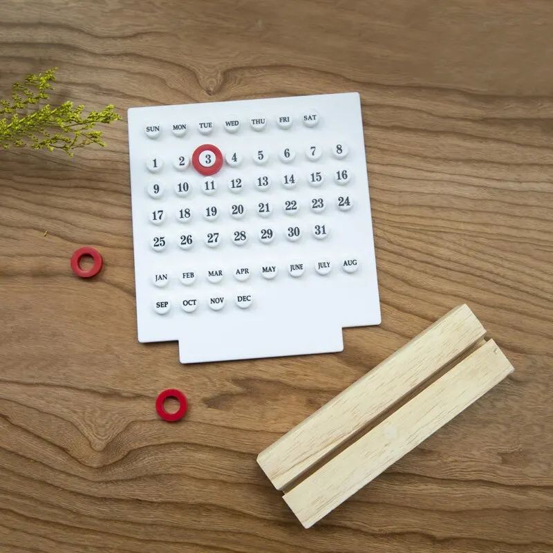 DIY Perpetual Desk Calendar Acrylic Blocks Wooden Base