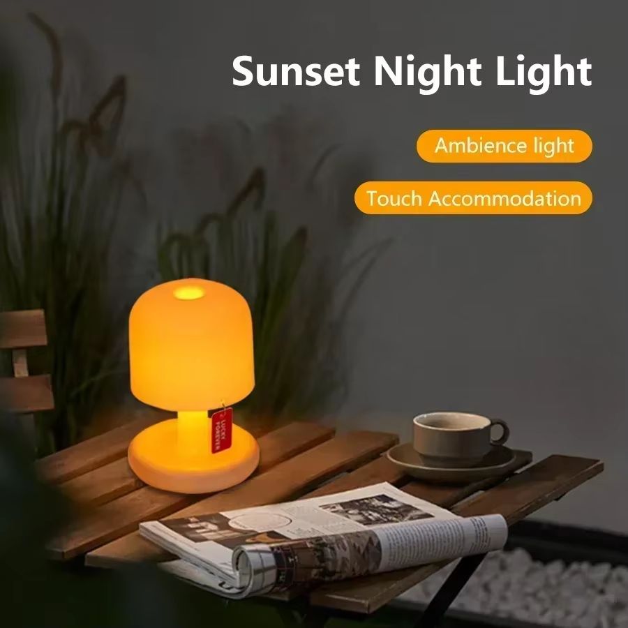 Mini Sunset Mushroom LED Night Lamp USB Rechargeable Ambient Light