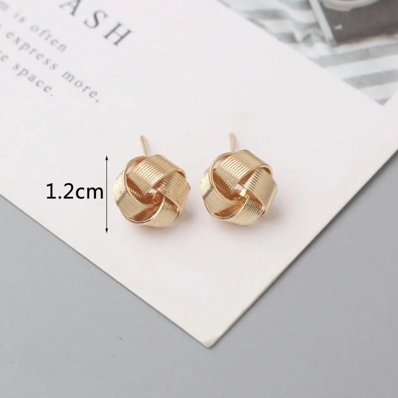 Tiny Metal Twist Round Stud Earrings