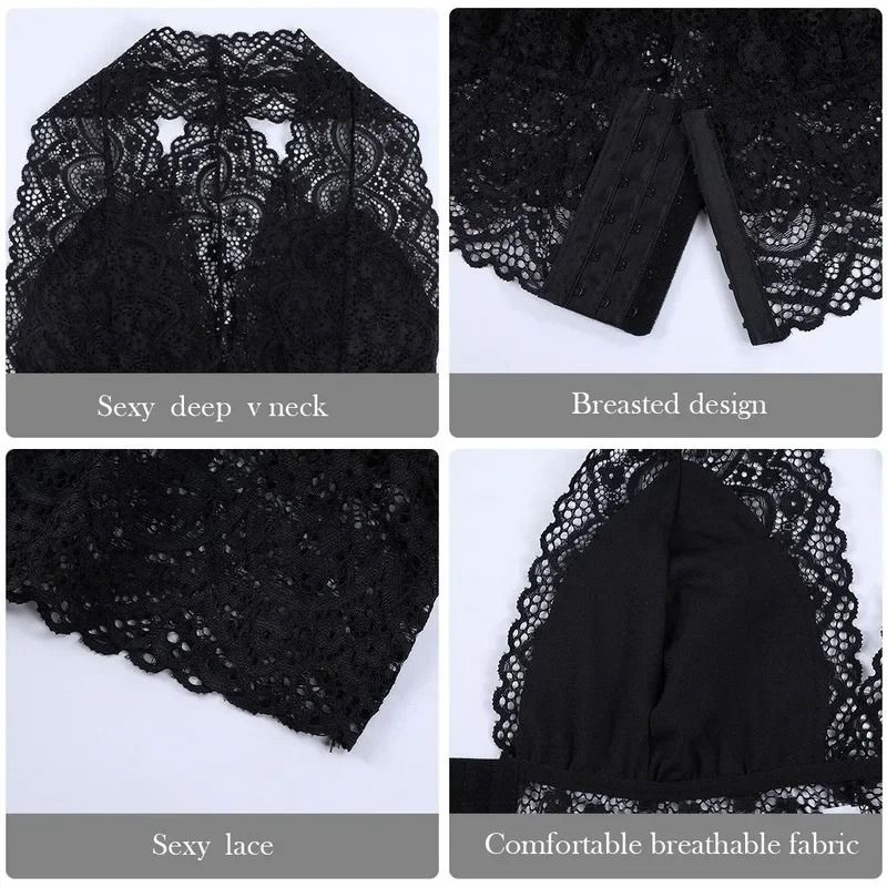 Women Lace Padded Bralette Sexy Crop Top with Backless Cami Design