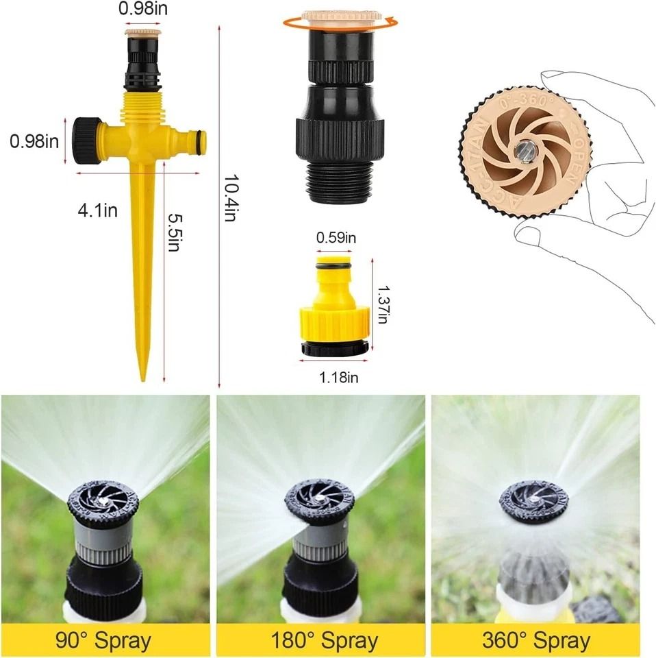 Degree Lawn Sprinkler Adjustable Rotating Garden Irrigation Sprinkler for Yard and Patio