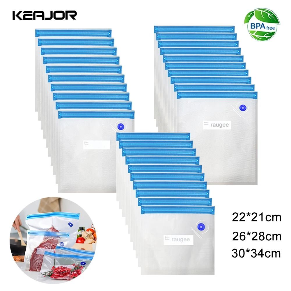 Reusable Food Vacuum Bags BPA Free Vacuum Sealing Storage Bags with Air Valve 10 Pack