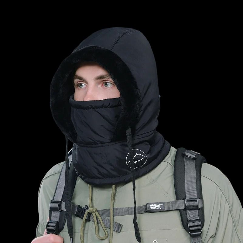Unisex Plush Balaclava Hat Winter Warm Knitted Neck Scarf with Face Mask