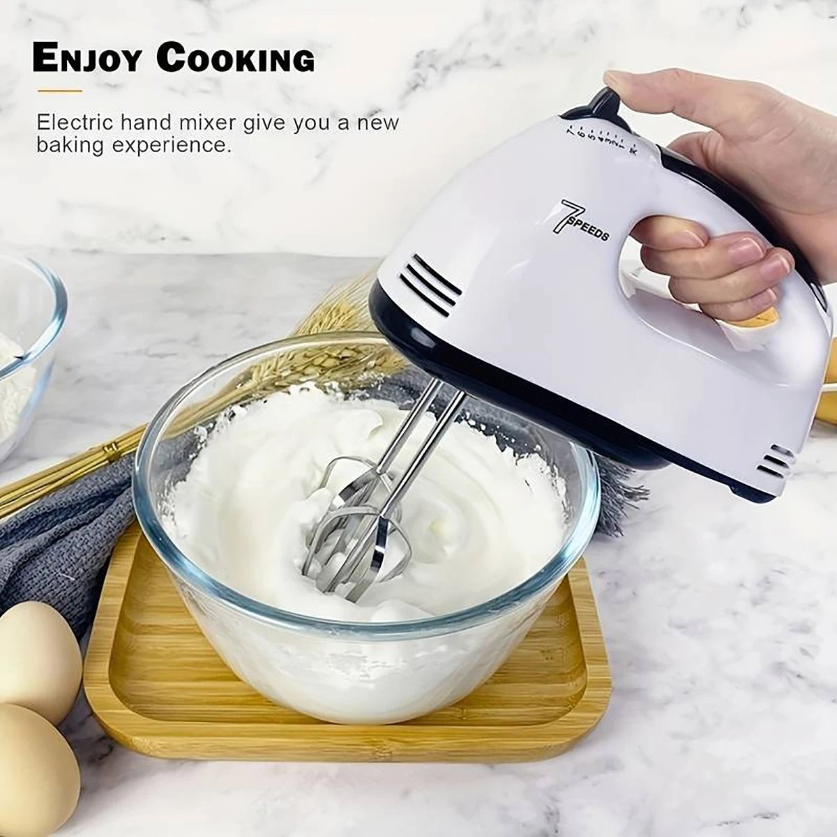 SaengQ Handheld Electric Egg Beater and Household Mixer