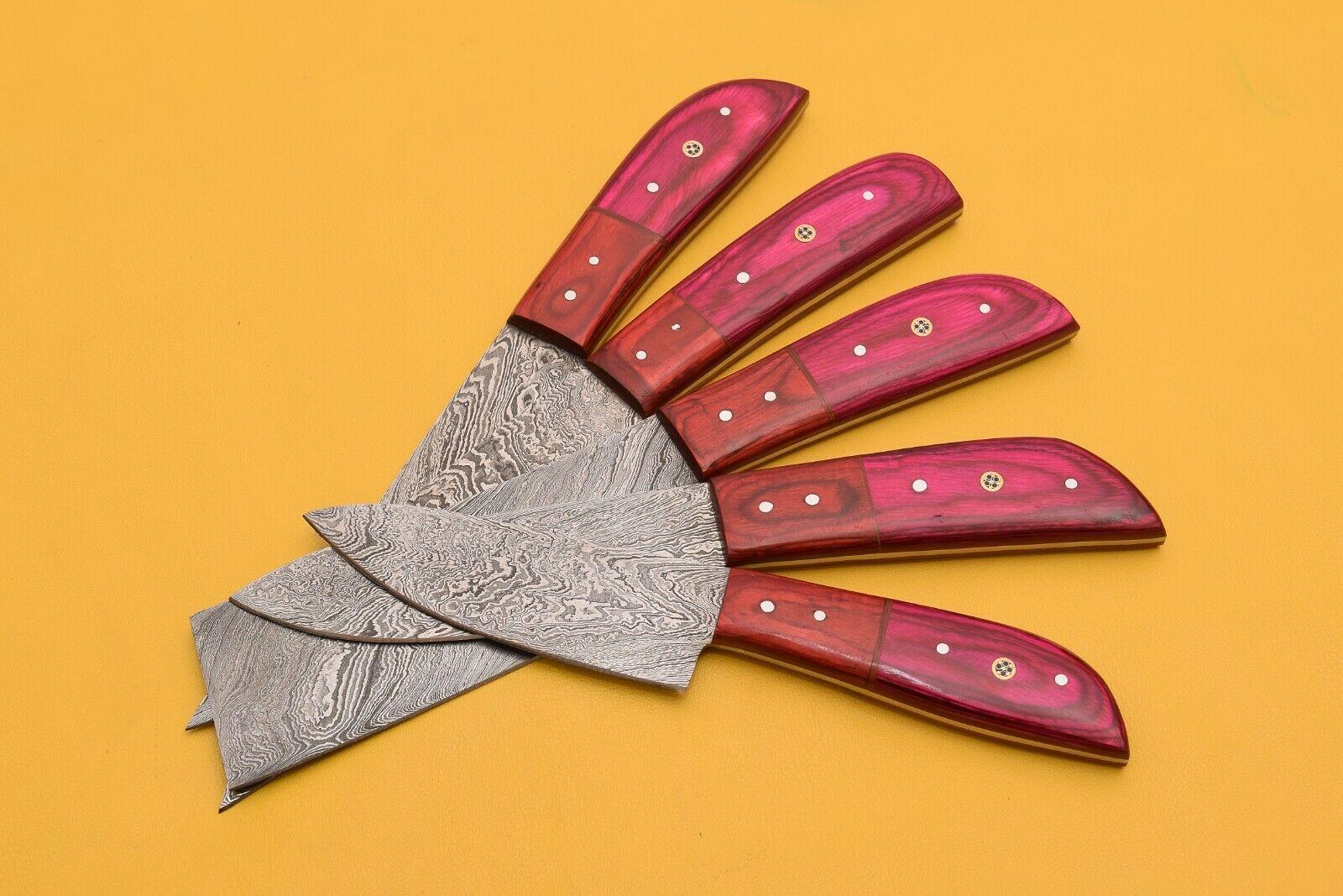 Damascus Chef Knives Handmade | 5 Pc Dollar Wood Handle Set