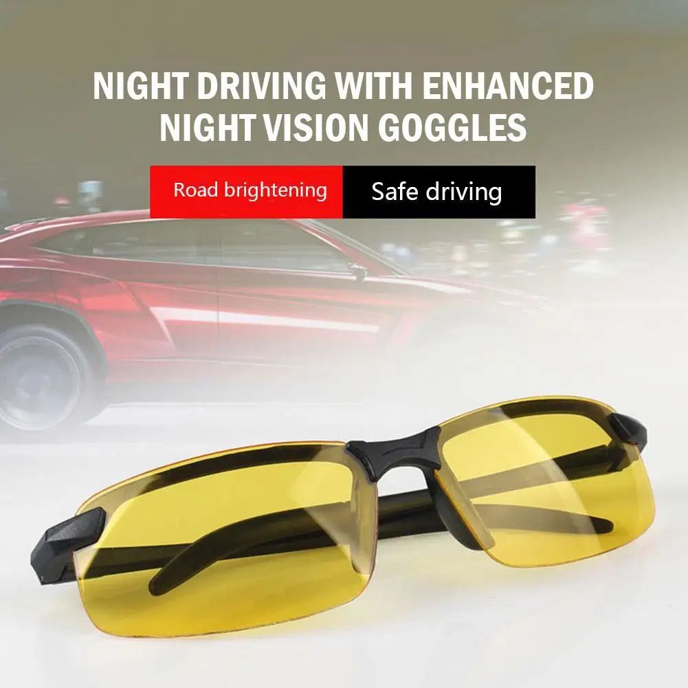 Ultra-Light Night Driving Glasses with Night Vision Glasses Yellow Lens, Metal Frame Anti-Glare Comfort Fit