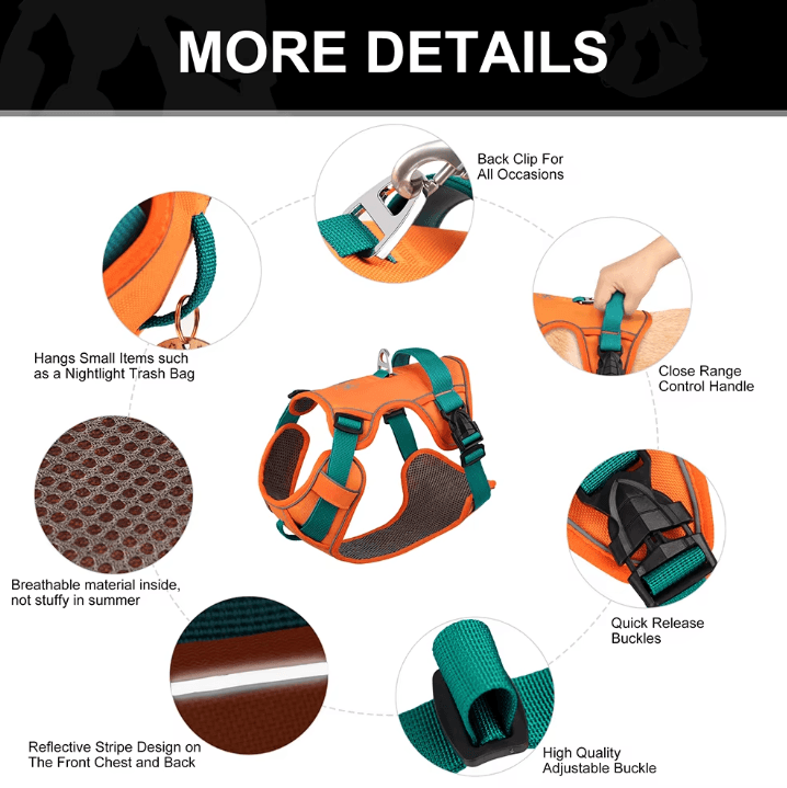 Breathable Reflective Dog Harness Vest – Adjustable Nylon Pet Training Harness for Small, Medium & Large Dogs