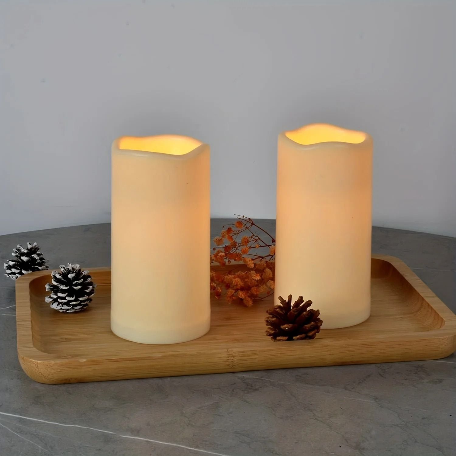 Candlium Flameless LED Pillar Candles Battery Operated Flickering Candle Set with Remote