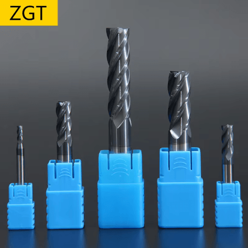 ZGT HRC50 Alloy Carbide End Mill Set – 4-Flute Tungsten Steel Milling Cutters (4–16mm)