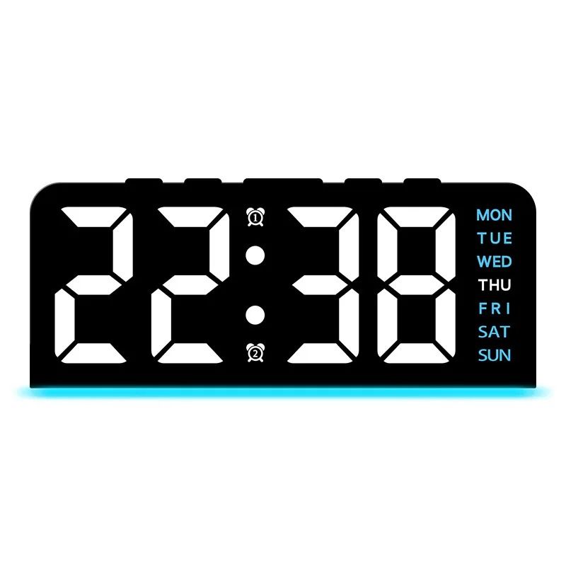 Digital LED Alarm Clock | Dual Alarm & Date Display | Modern Desktop Snooze Clock with Night Light Mode