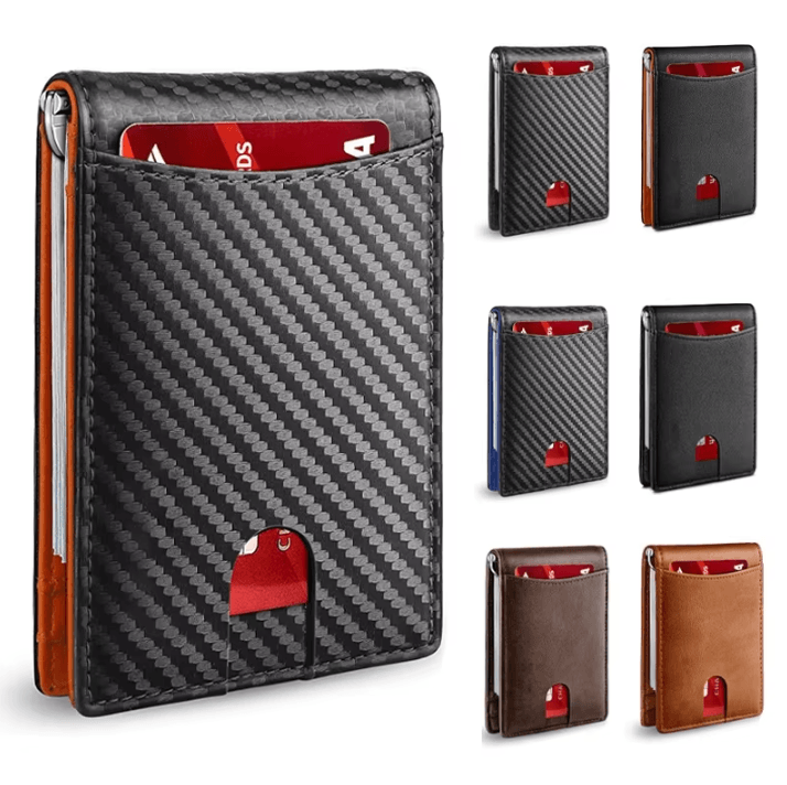 Slim RFID Blocking Mens Wallet Leather Money Clip Minimalist Front Pocket Card Holder