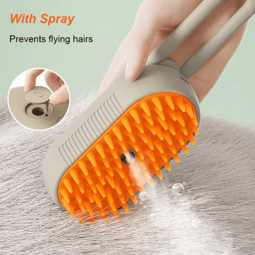 3-in-1 Steam Pet Grooming Brush with Spray, Massage & Deshedding for Cats and Dogs