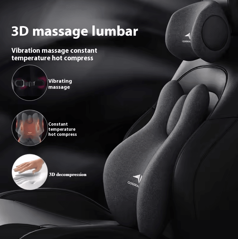 Universal Car Massage Seat Cushion Set | Hot Compress Lumbar & Headrest Support Pillow for Neck Protection