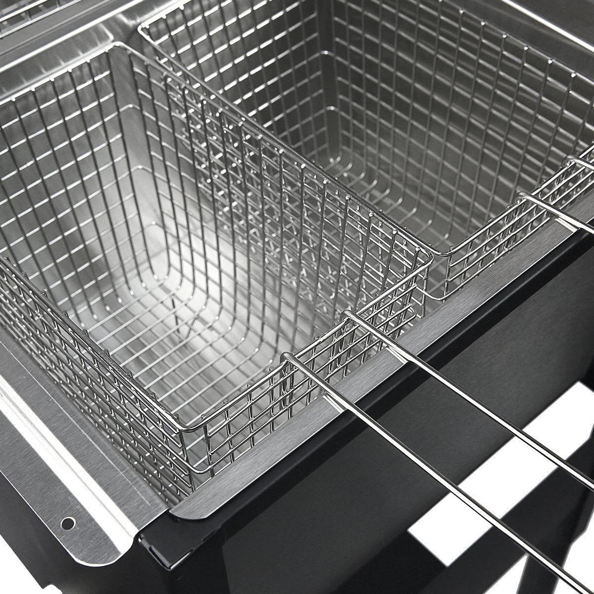Propane Deep Fryer with Triple Baskets and Double Burner Stand