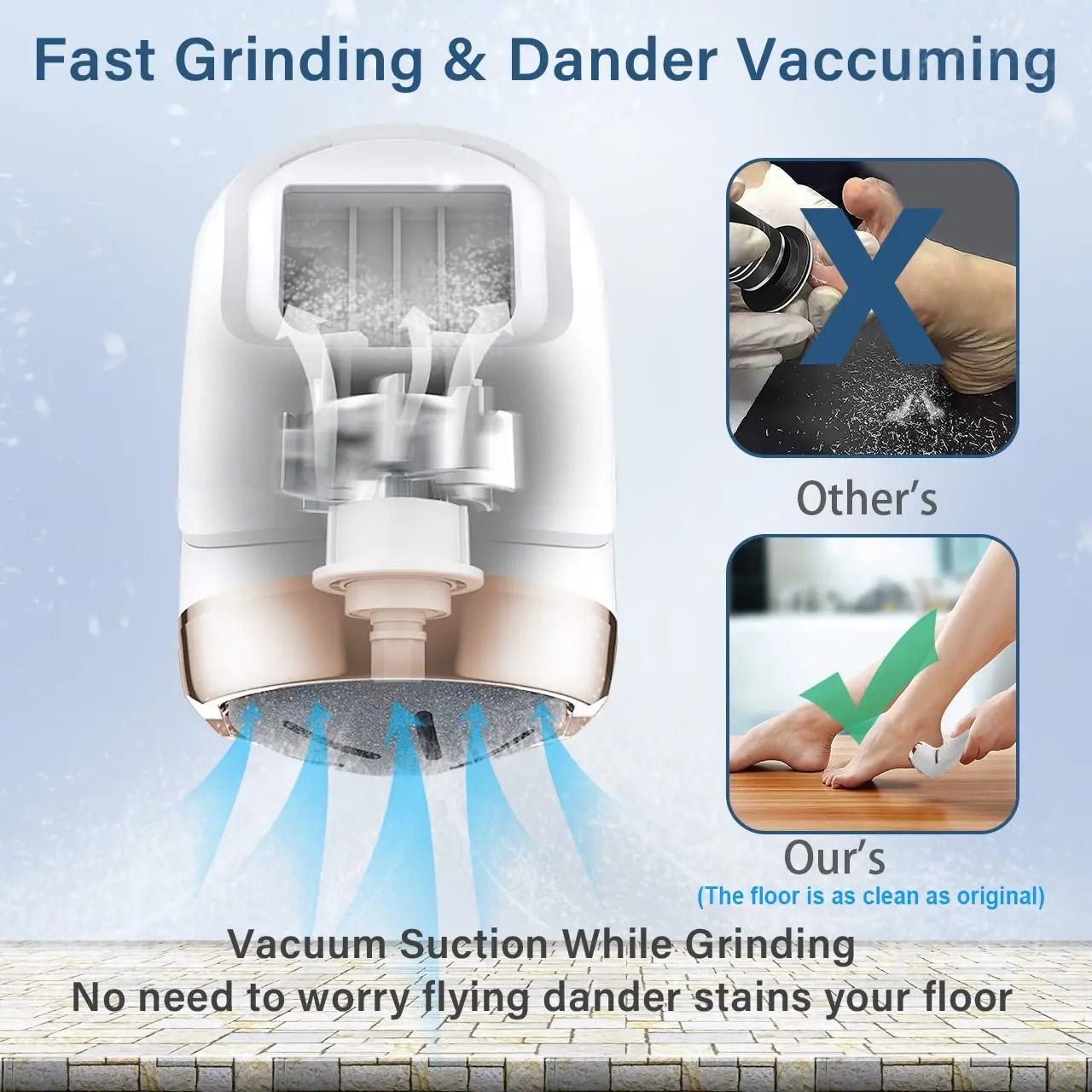 Electric Pedicure Callus Remover Foot Grinder with Vacuum and Rechargeable Battery