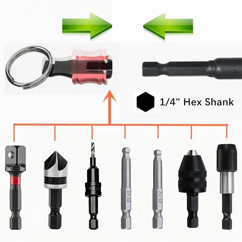 Quick Change Hex Shank Screwdriver Bit Holder Set Push to Unlock Aluminum Alloy 12 Piece Extension Bars