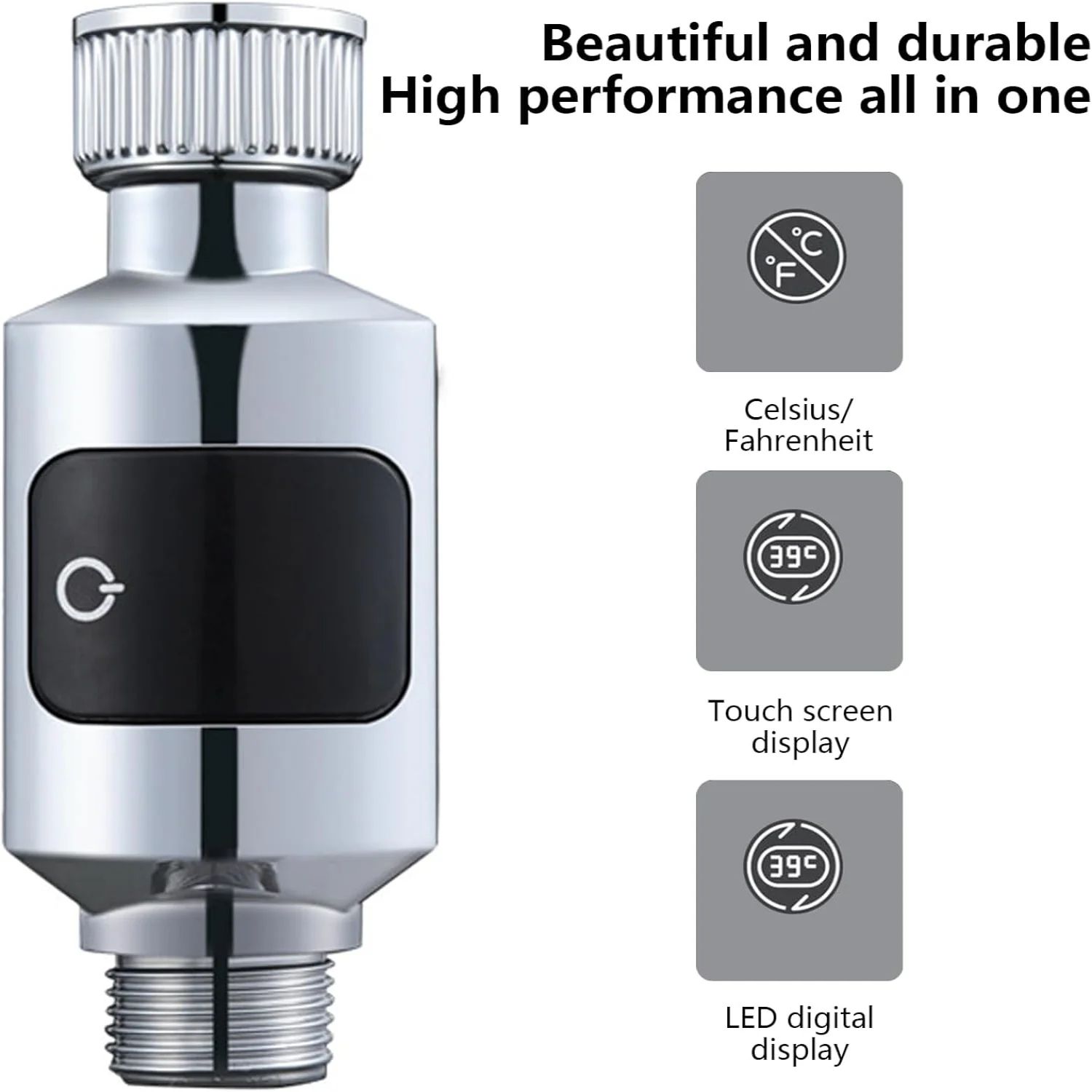 Hydro-Powered Digital Shower Thermometer with LED Temperature Display