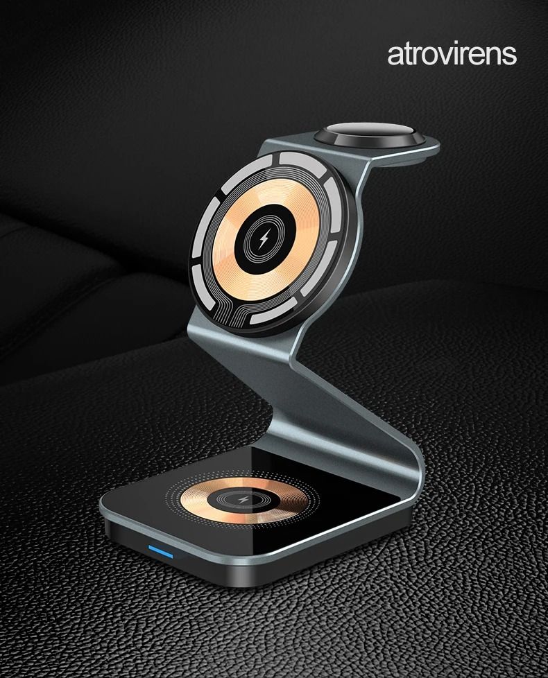 3-in-1 Magnetic Wireless Charging Station – Dual 15W High-Speed Power