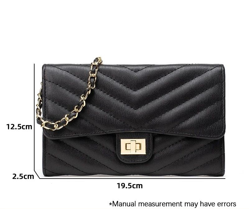 Fashionable V-Pattern Quilted Crossbody Chain Bag