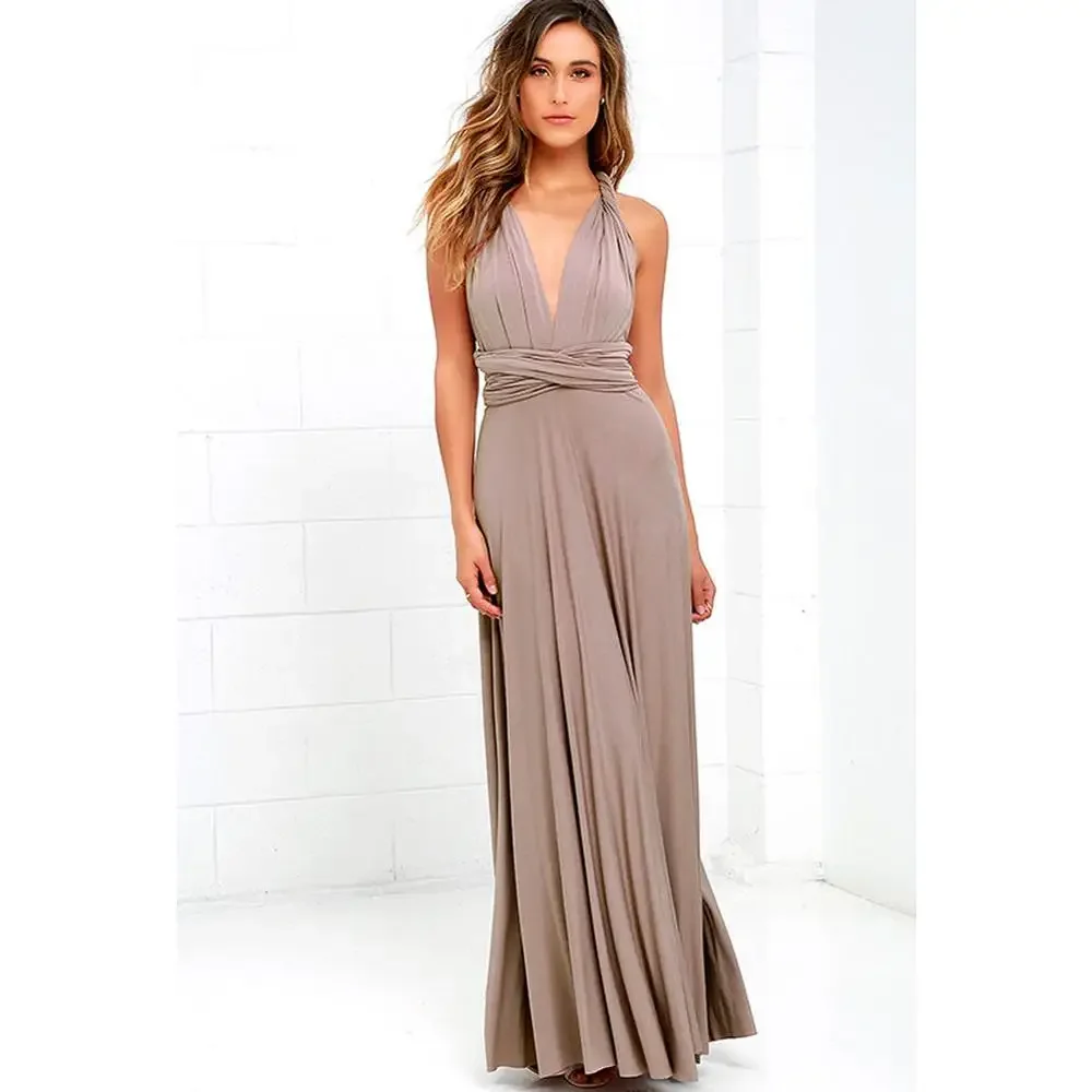 Women Long Dress Fashion Multi-worn V-neck Vestidos De Fiesta, Sexy Strapped Lady Summer Maxi Dress