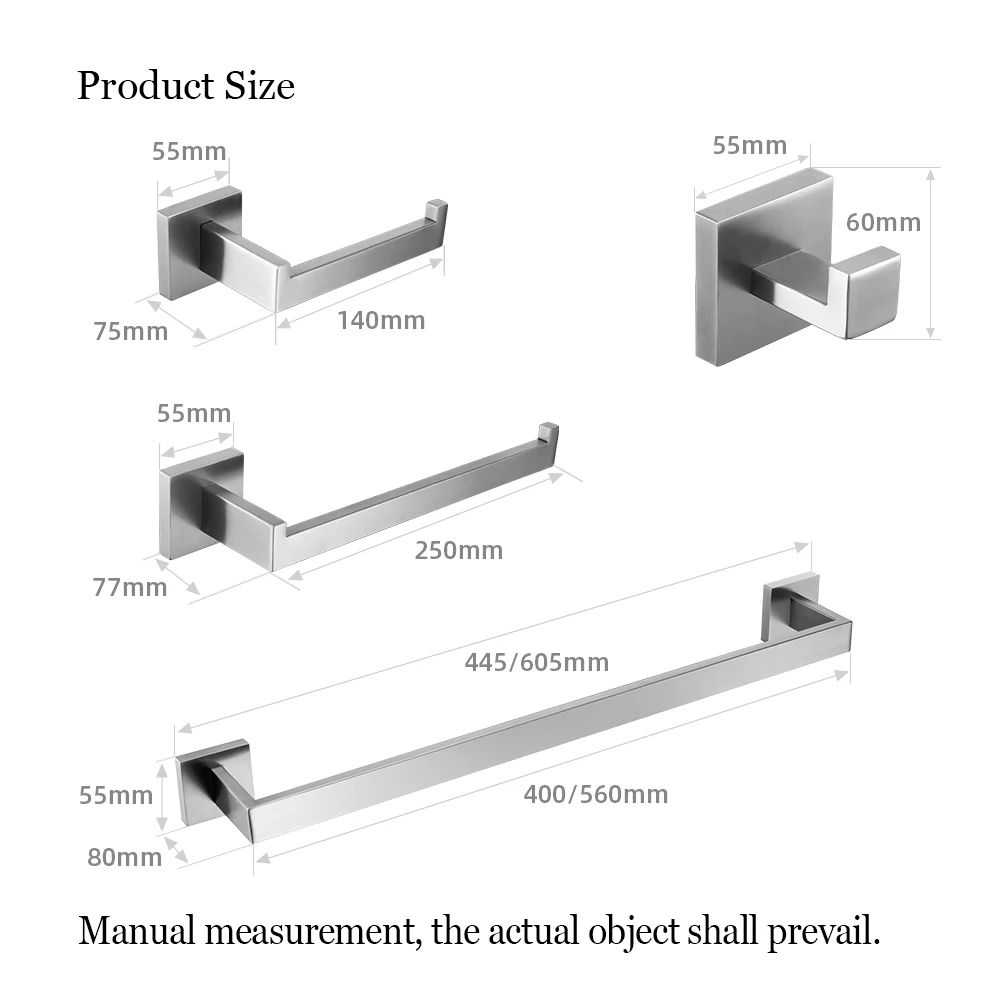 Brushed Steel Bathroom Hardware Set