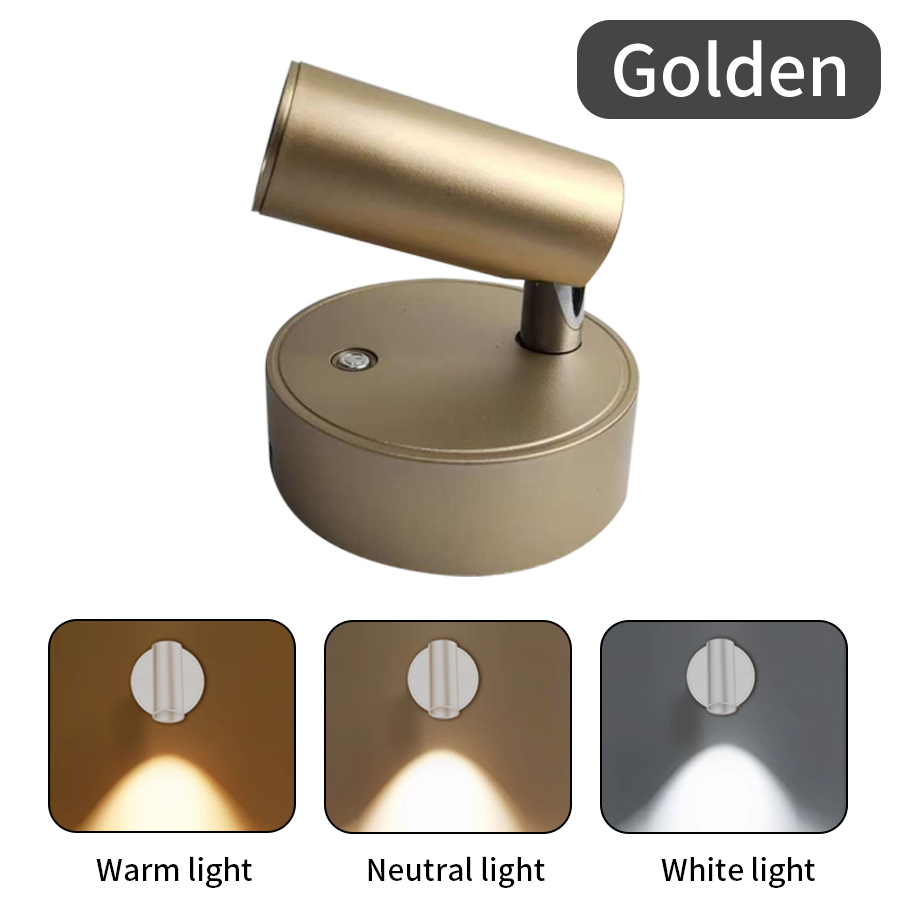 LED Cordless Wall Light with Magnetic Base, USB Rechargeable Touch Switch, Dimmable Bedside Reading Lamp, Silvery Finish