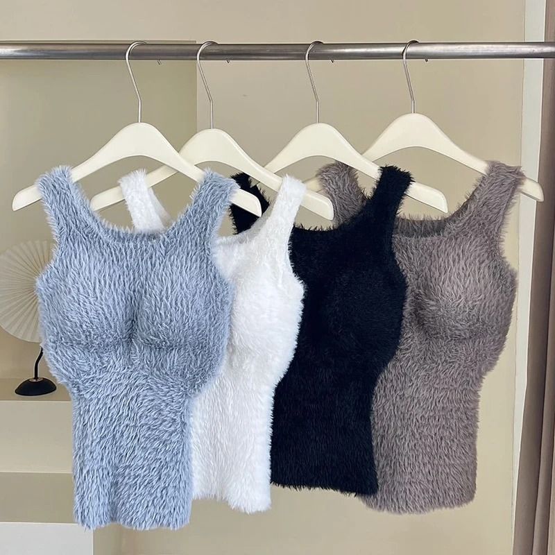 Plush Warm Fleece Camisole Bra Top for Women