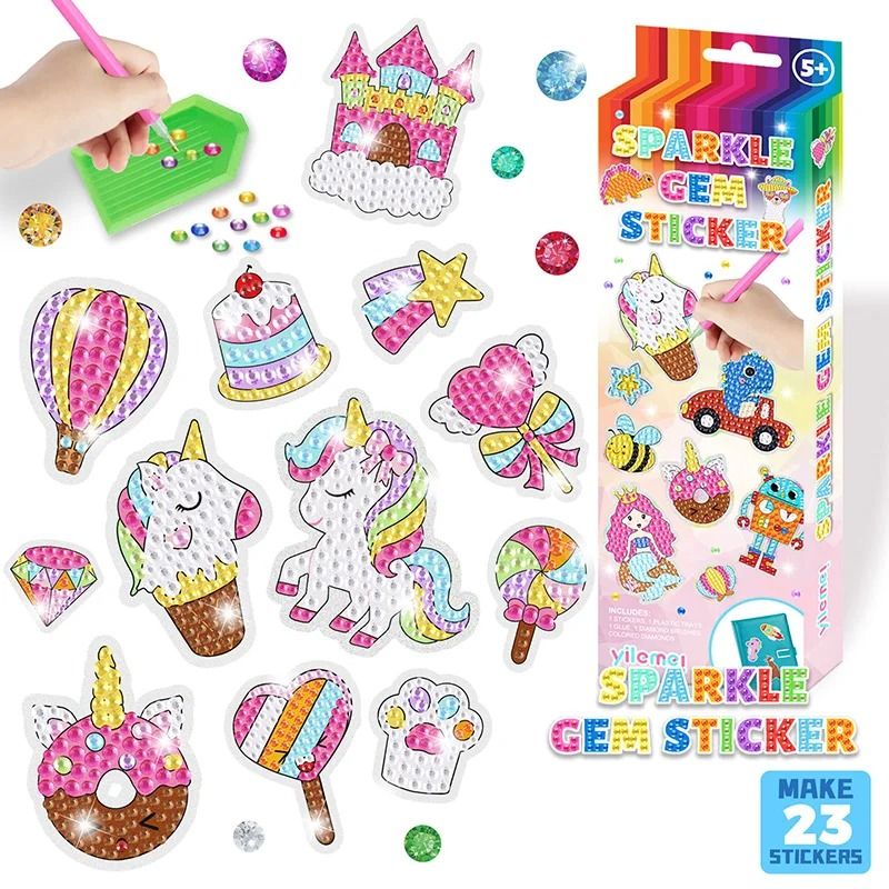 GEM 5D Diamond Painting Kit for Kids Handmade DIY Painting Tools Stickers Cute Art Crafts