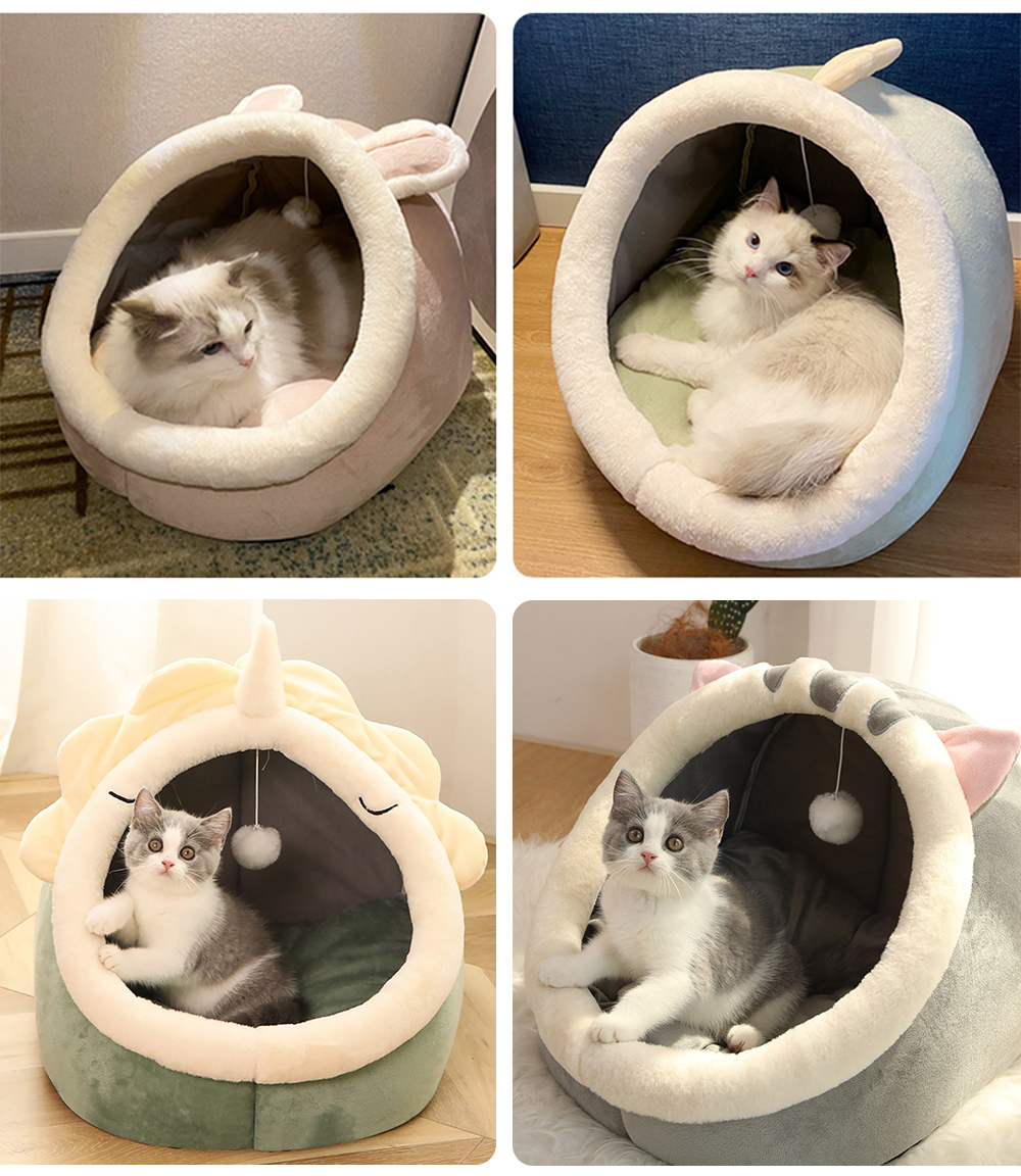 Cartoon Pet Bed, Deep Sleep Cat Cave, Removable Foldable Washable Bed, Small Dog Mat Sleeping Bag