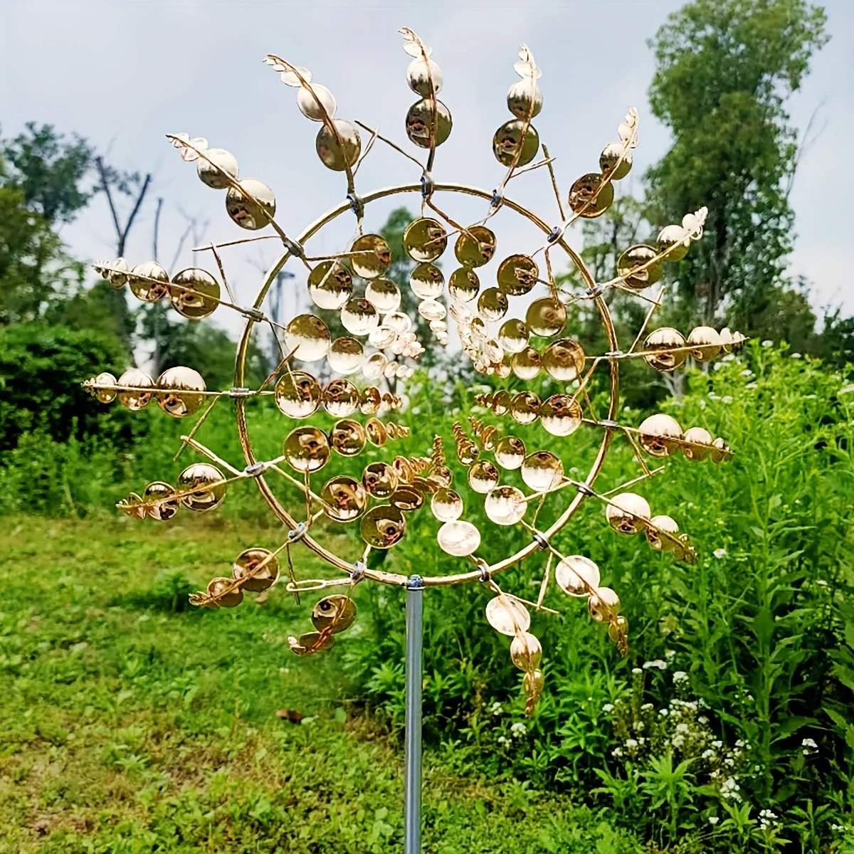 1pc Magical Kinetic Metal Windmill Spinner Unique Wind Powered Catchers Creative Patio Garden