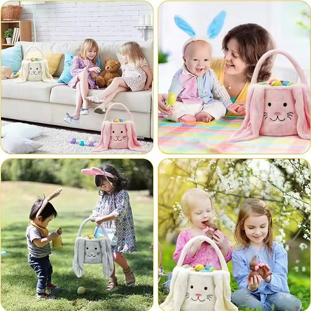 Lovely Easter Bunny Basket, Plush Candy Carry Basket, Bunny Gift Basket