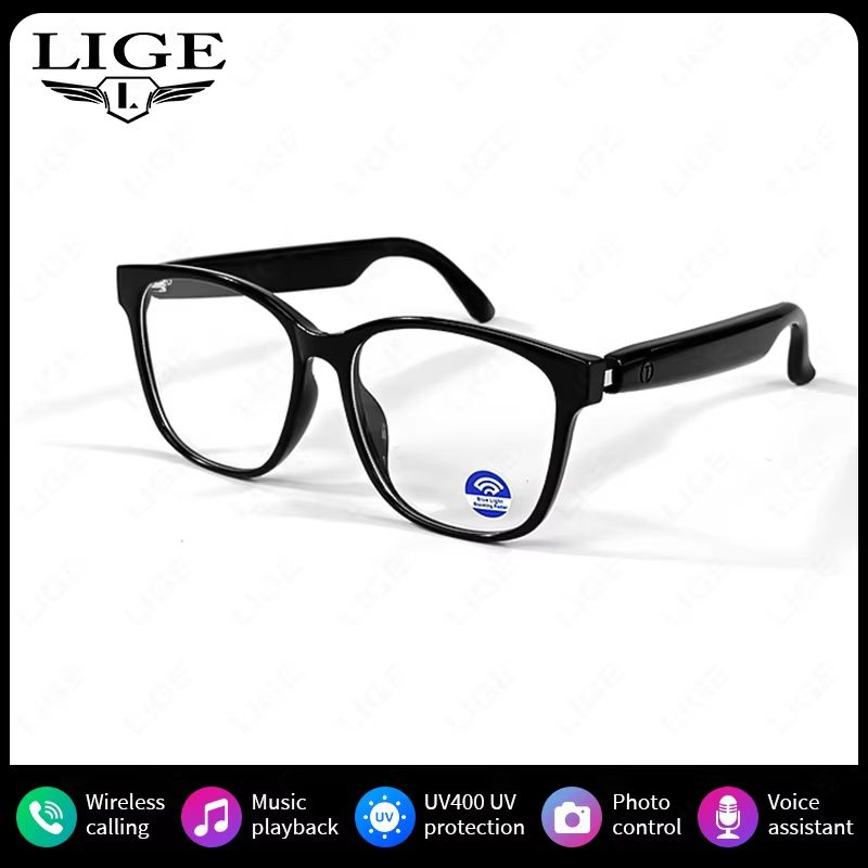 LIGE AI Voice Smart Sunglasses with Bluetooth Calls and Camera Control