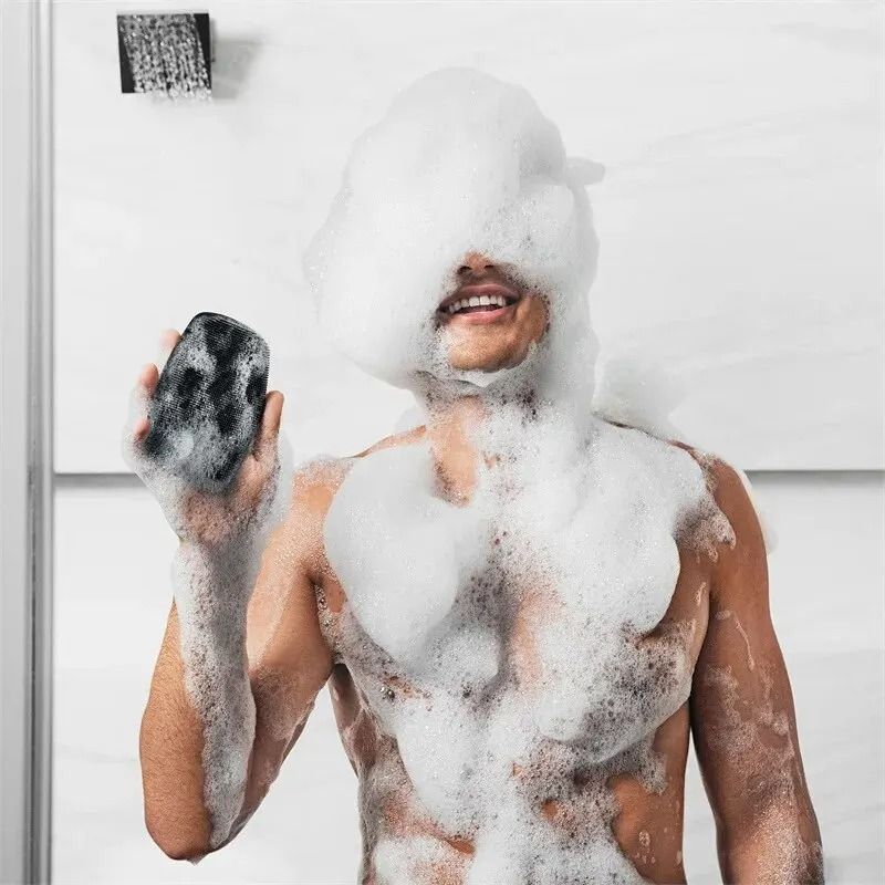 Exfoliating Silicone Bath Brush Wall Mounted Cleaning Body and Face Wash Brush