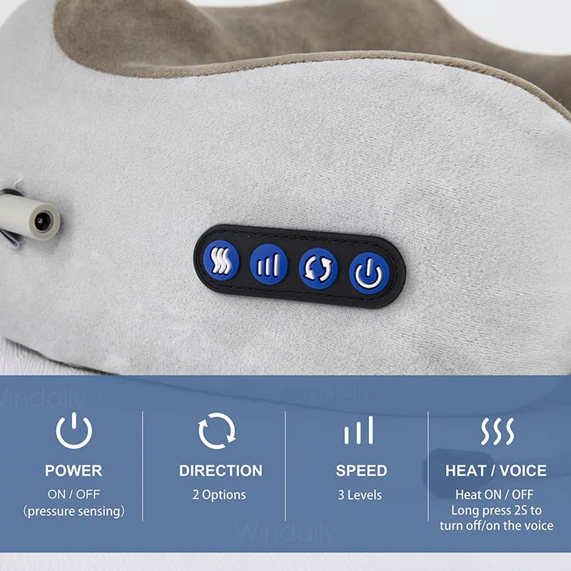 Neck Massager with Heat and Vibration U Shaped Neck and Shoulder Pillow
