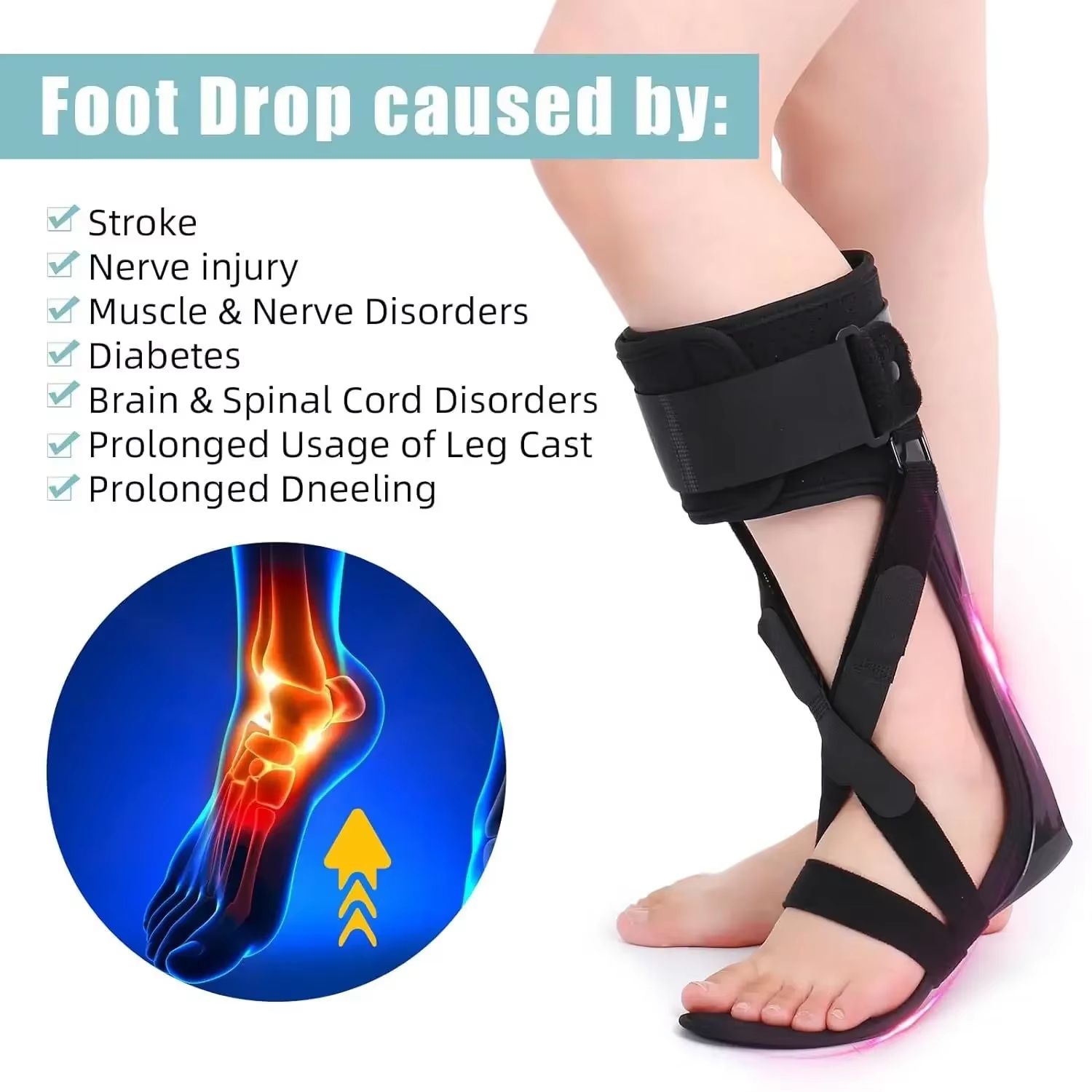 Adjustable AFO Foot Drop Brace for Walking Support and Mobility Recovery