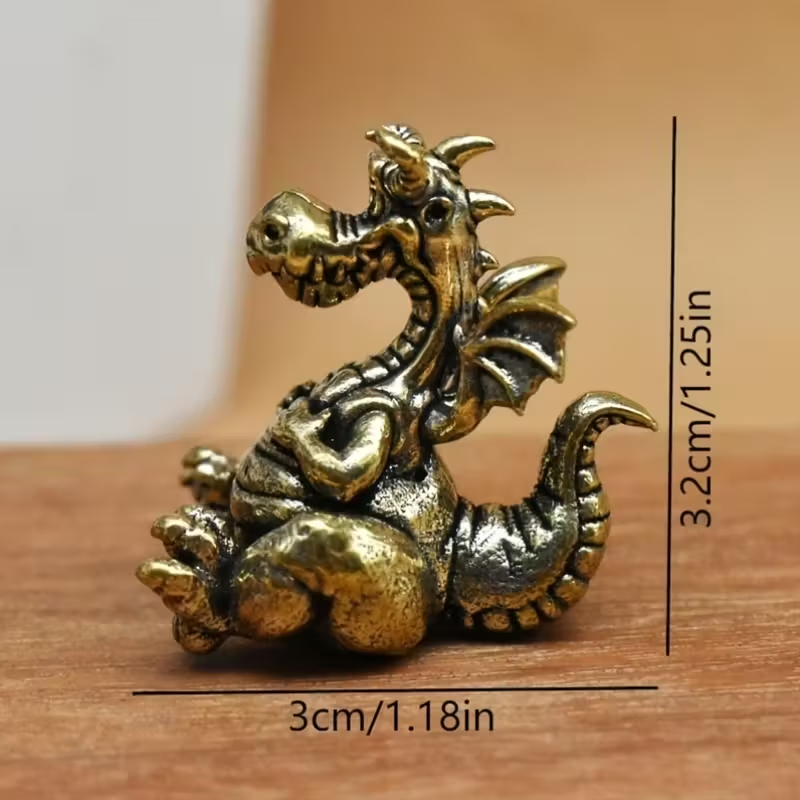 Vintage Brass Dragon Figurine Statue for Home Decor Feng Shui Lucky Ornament