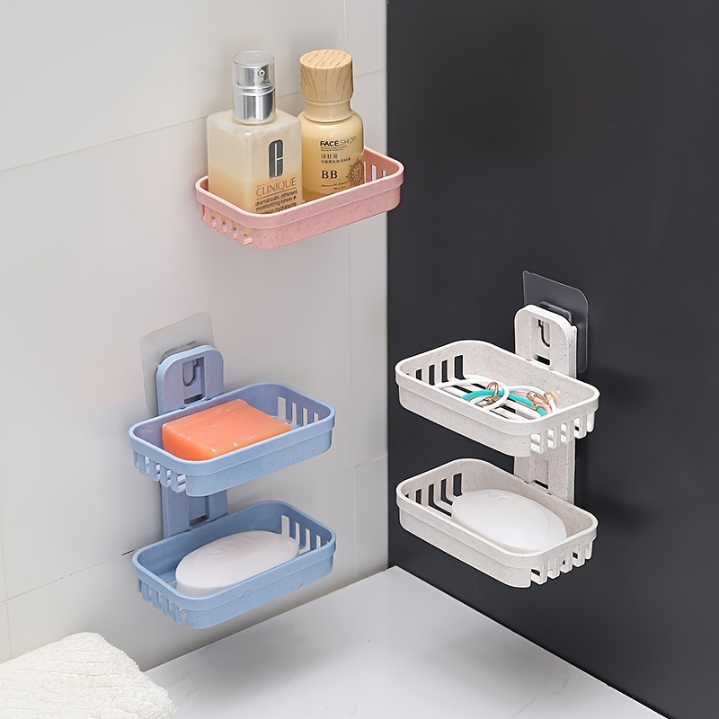 Storage rack soap rack rack, no punching double-layer soap box, non-marking paste
