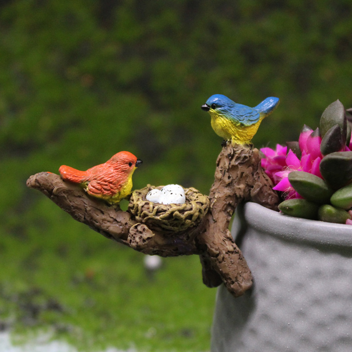 Mini Bird Pendant Succulent Flower Pot, Bonsai Bird's Nest Decoration, Outdoor Micro Landscape Garden, Fish Tank