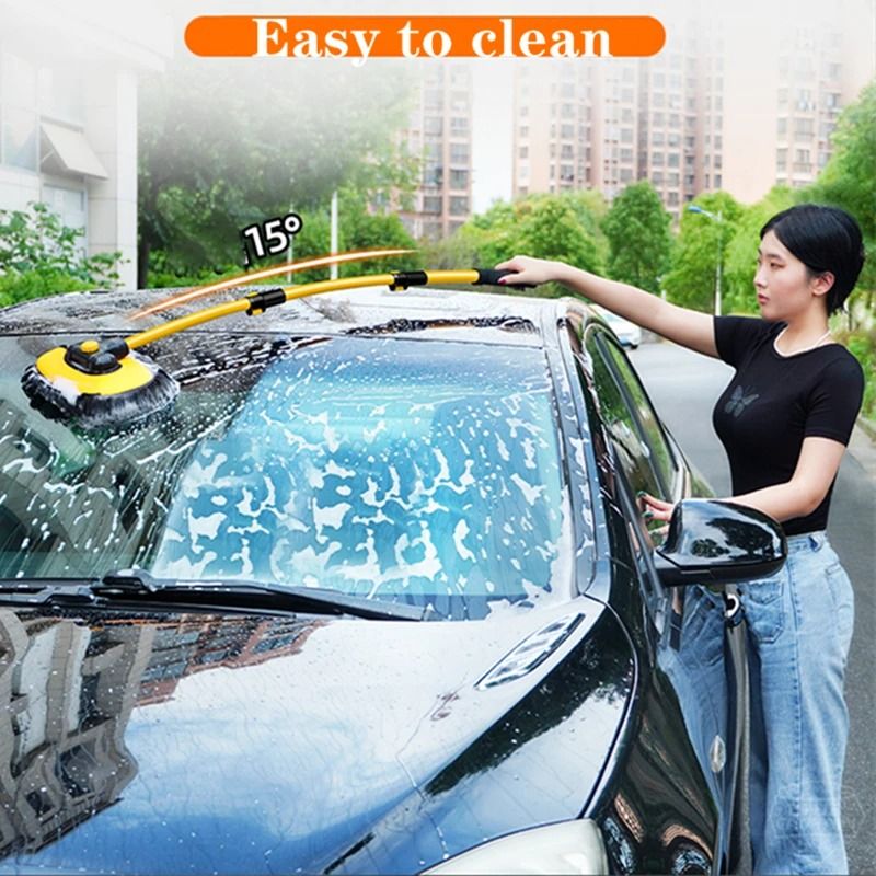 Telescoping Car Cleaning Brush With Long Handle And Chenille Mop Head