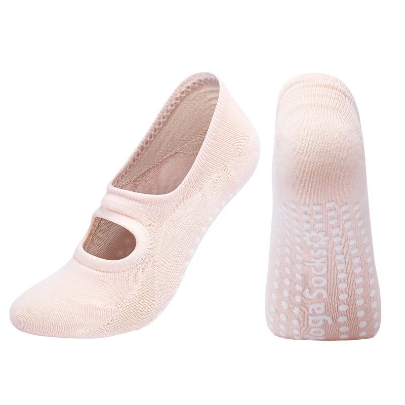 Womens Silicone Anti-Slip Backless Yoga Socks US 5-10.5– Non-Slip Pilates & Ballet Fitness Grip Socks