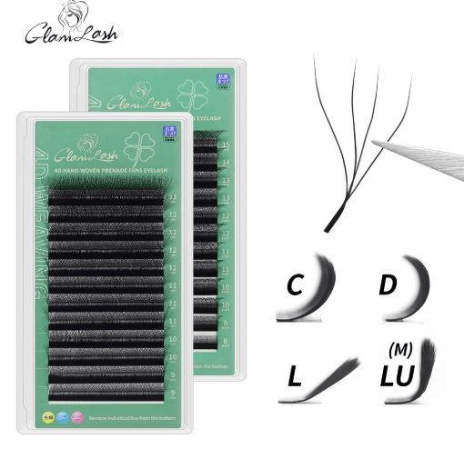 GLAMLASH 4D–5D W-Shaped Premade Volume Lash Extensions – Soft Faux Mink