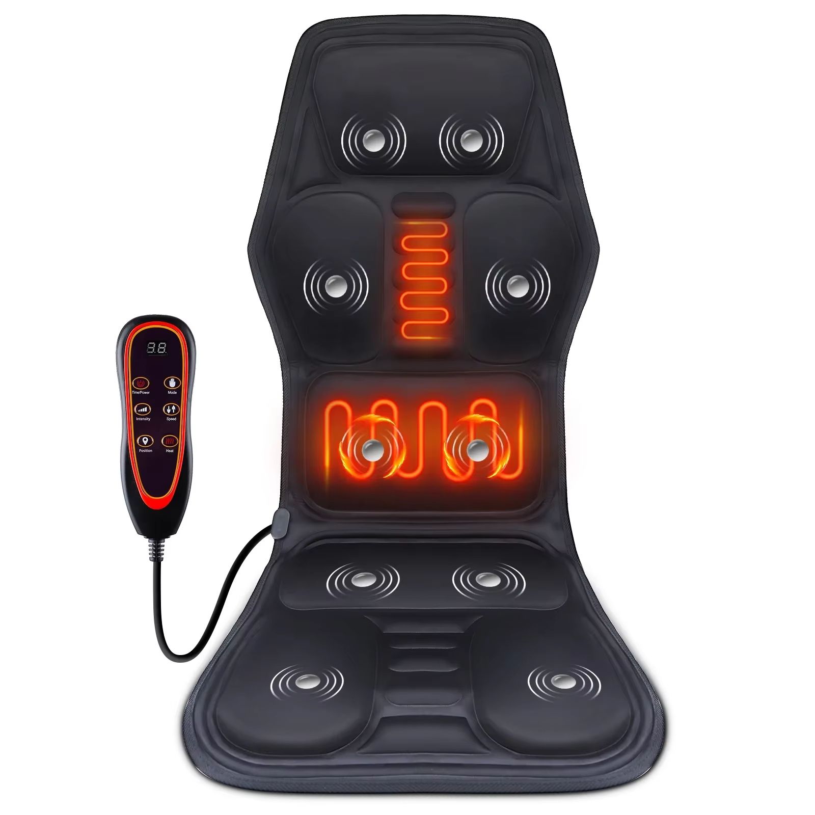 Infrared Heating Back Massager Cushion – Full-Body Vibrating Chair Pad for Car, Home & Office