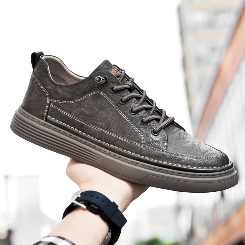 Genuine Leather Men Flats, Fashion Handmade Brand Men Casual Shoes, Luxury Soft Oxford Shoes, Outdoor Shoes Men Sneakers