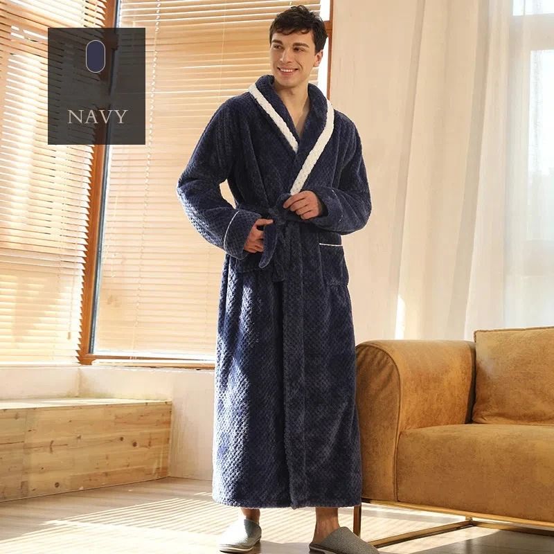 Winter Lovers Thick Flannel Couple Long Bathrobe Set