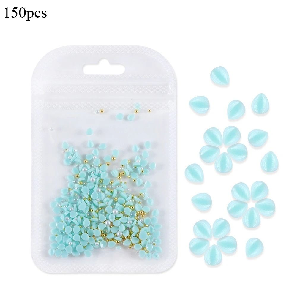 150pcs 3D Nail Art Charm Kit with Acrylic Petals and Rhinestones
