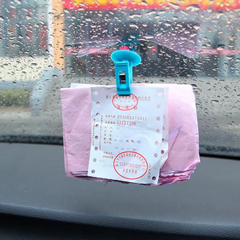 2/4PCS Car Suction Cup Ticket Holder Clip Removable Car Window Card Holder for Bills, Parking Tickets & Receipts