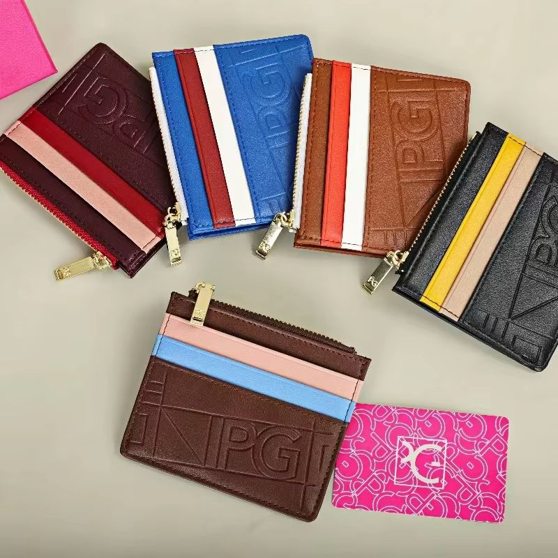 Retro Monogram Button Folding Women's Wallet Compact Card Holder