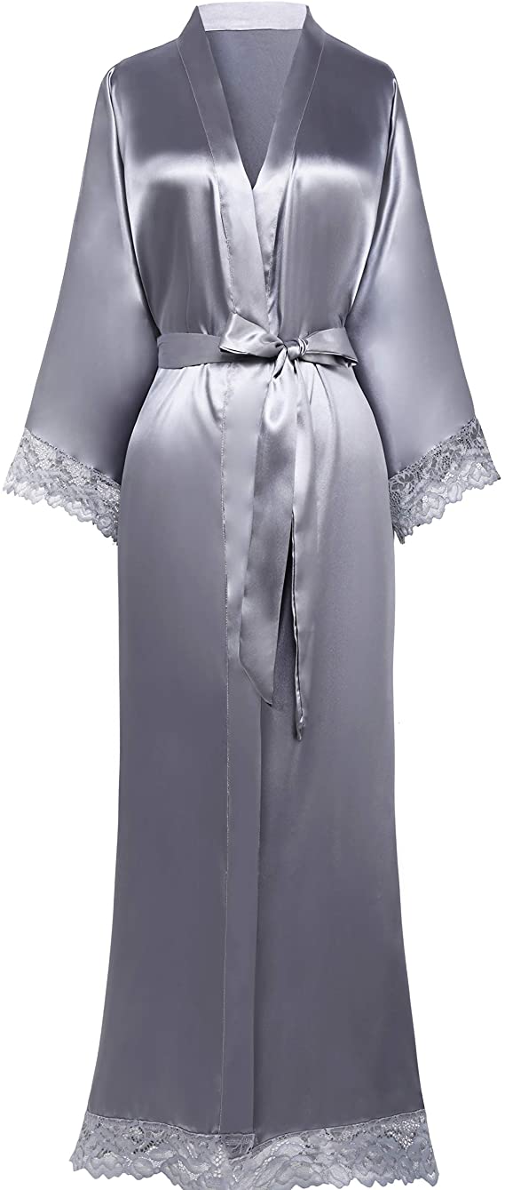 2019 New Silk Satin Lace Robes Bridesmaid Bride Robes Wedding Long Robe Bathrobe Womens Robe Lingerie Robe